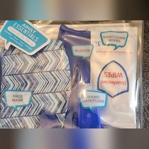 Patterned Travel Kit with Blue Accents